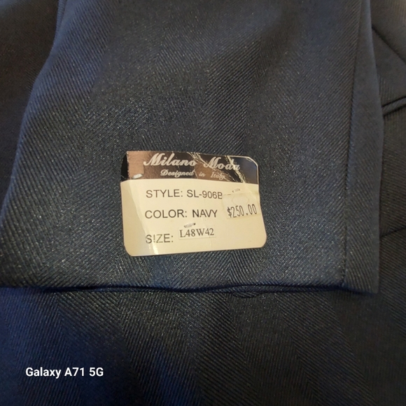 Milano Moda Designed In Italy Mens Navy Trench Coat Navy l48w42 4 Front Pockets - Picture 4 of 7